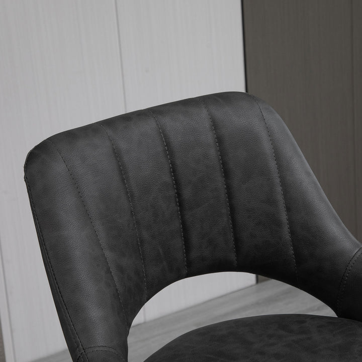 Barstolsæt med 2, læderlook, drejelig, højdejusterbar, fodstøtte, metalstel, 44 x 49 x 90-110 cm, grå