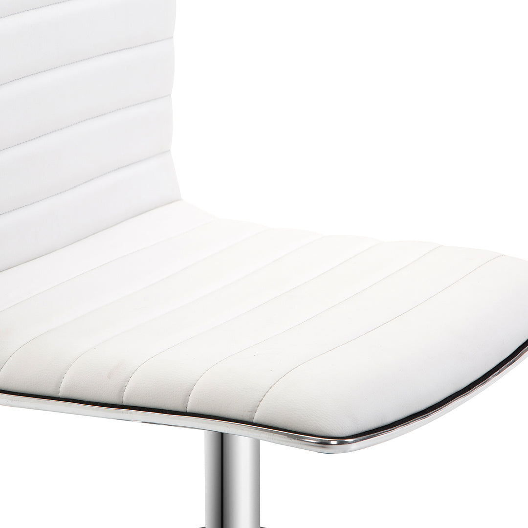 Frisørstol, salonstol med ryglæn, højdejusterbar, stål pu, hvid, 48 x 52 x 78-90 cm
