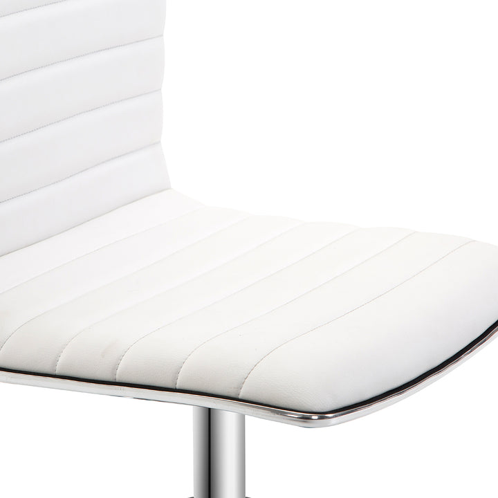 Frisørstol, salonstol med ryglæn, højdejusterbar, stål pu, hvid, 48 x 52 x 78-90 cm