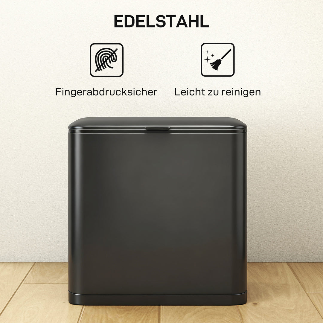 8L affaldsbeholder, fritstående eller vægmonteret, rustfrit stål, sort