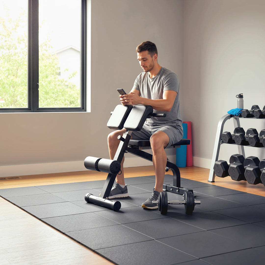 Træningsbænk, vægtbænk, fitnessbænk, stålramme, sort