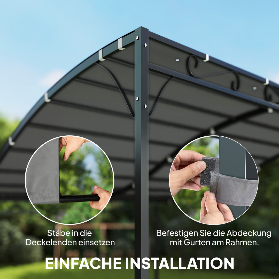 Udskiftningstag til pergola, solsejl til terrassetag, udskiftningstagpresenning til 3 x 3 m pavillon, 298 x 293 cm, mørkegrå