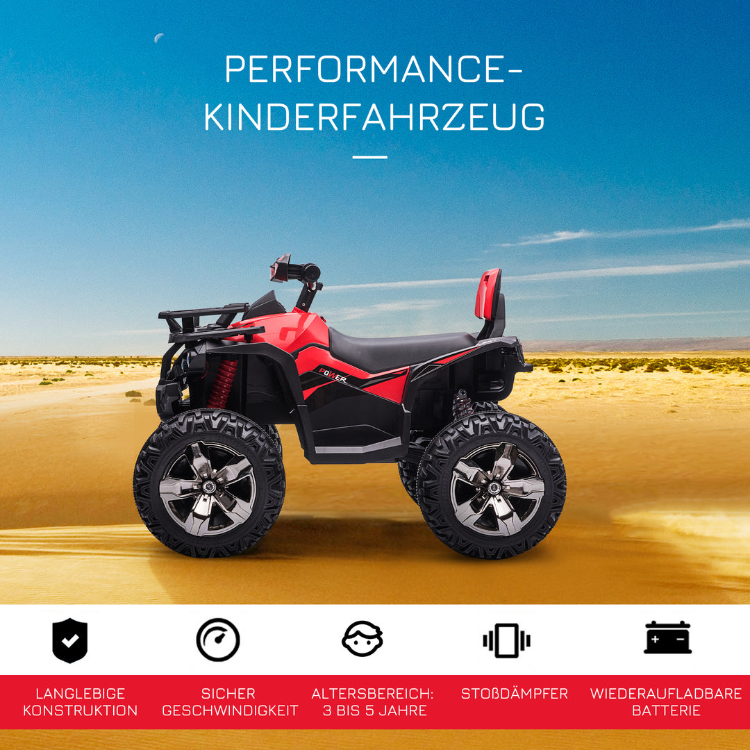 Elektrisk børne quad, 3-8 km/t, 45 min. driftstid, led-forlygter, musikafspiller med usb, til børn 3 til 5 år