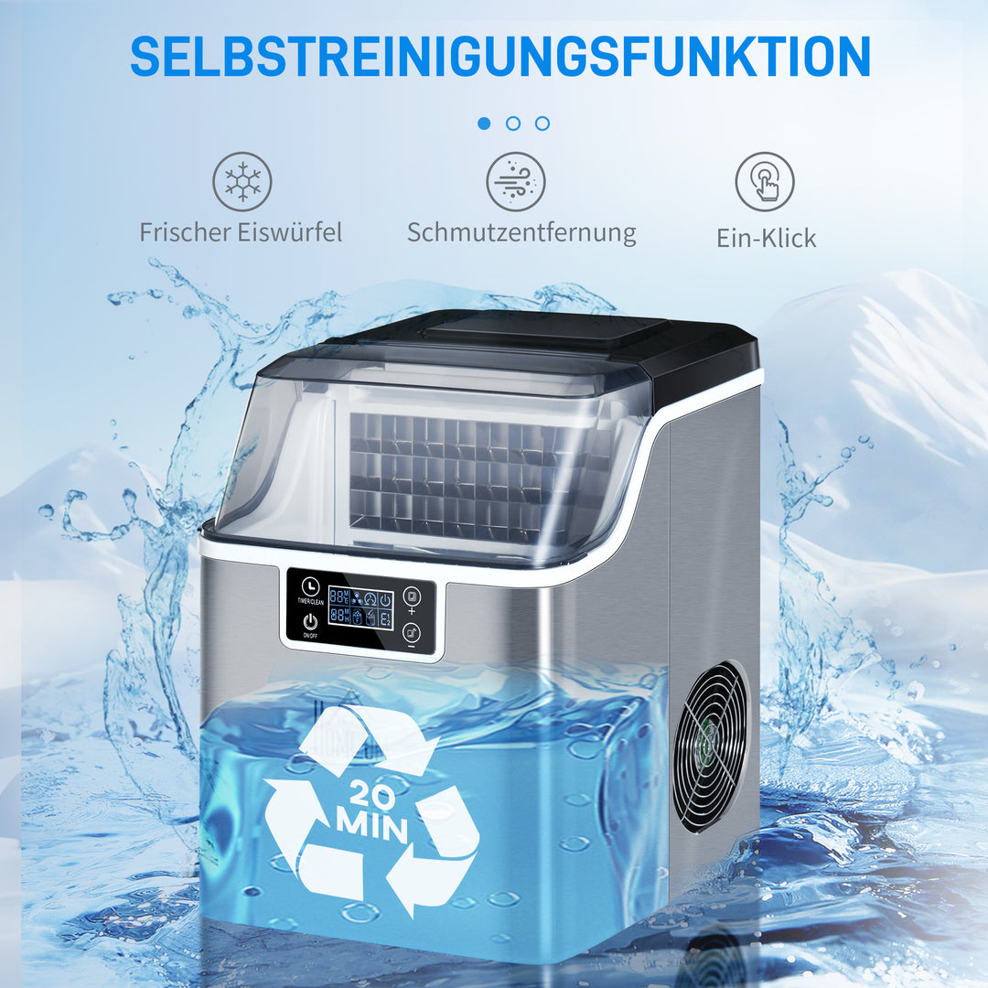 Isterningmaskine isterningdispenser ismaskine 20kg/24t 2,3l isterningmaskine med 3,2l vandtank, sølv