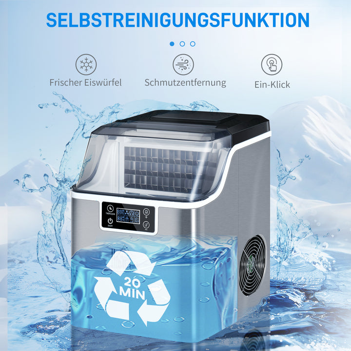 Isterningmaskine isterningdispenser ismaskine 20kg/24t 2,3l isterningmaskine med 3,2l vandtank, sølv
