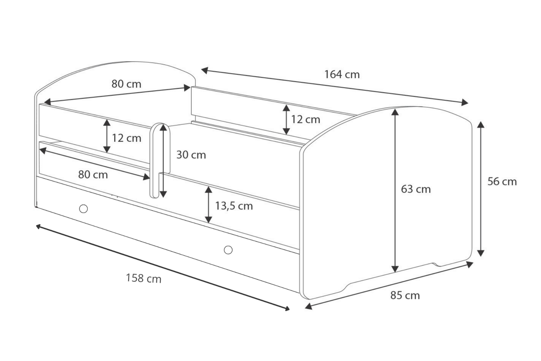 Børneseng Luk 160x80 med skuffe - Pige med enhjørning