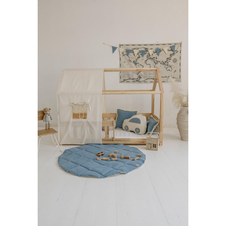 Jeans denim pude med frynser