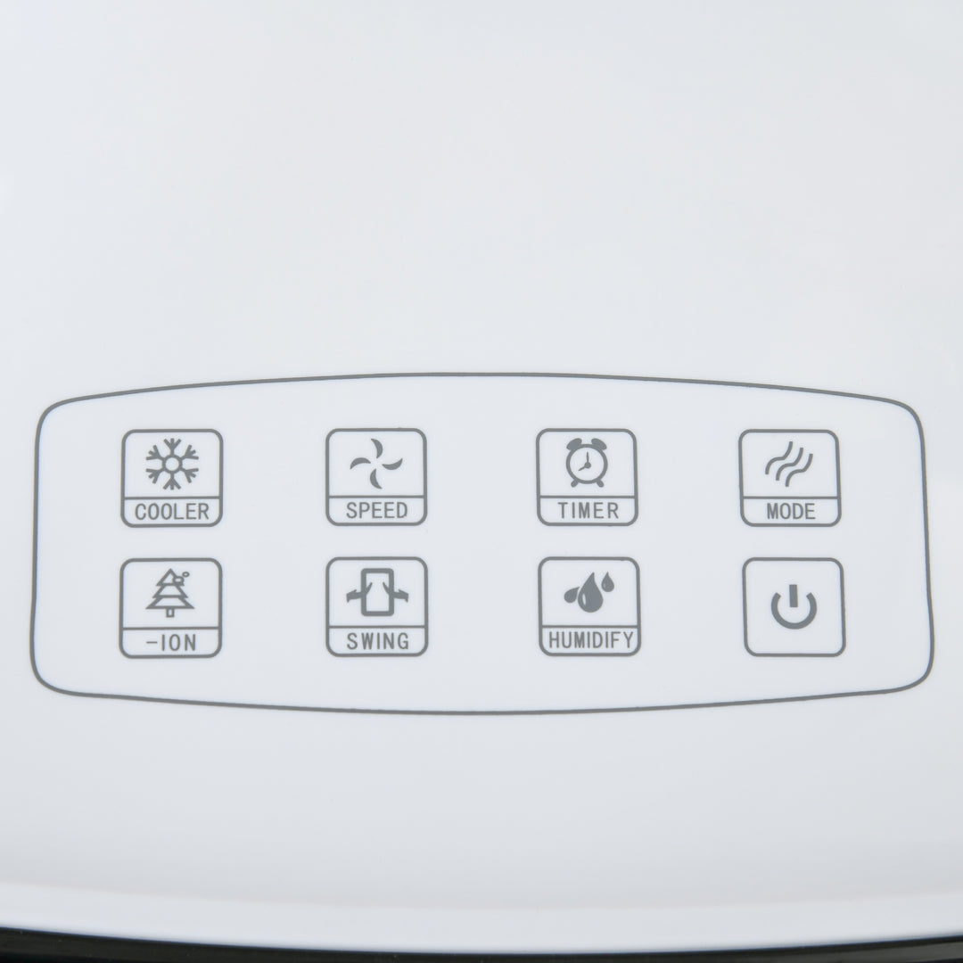 Bærbar luftkøler, 3-i-1 fordampningskøler, luftfugter, ventilator, 10L luftkøler med fjernbetjening, LED-berøringspanel, 3 hastigheder, timer, oscillation, hvid