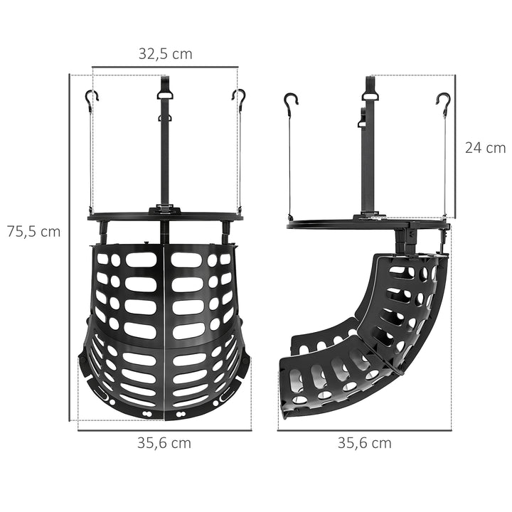 Basketball-rebounder, højdejusterbar, 360° drejelig, plastik, 35,6l x 35,6b x 75,5h cm, sort