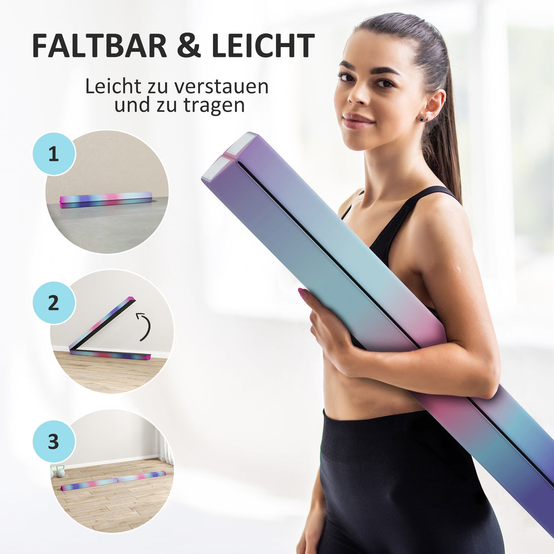 Balancebom 2,4 m, foldbar, skridsikker base, fra 3 år, op til 80 kg, flerfarvet