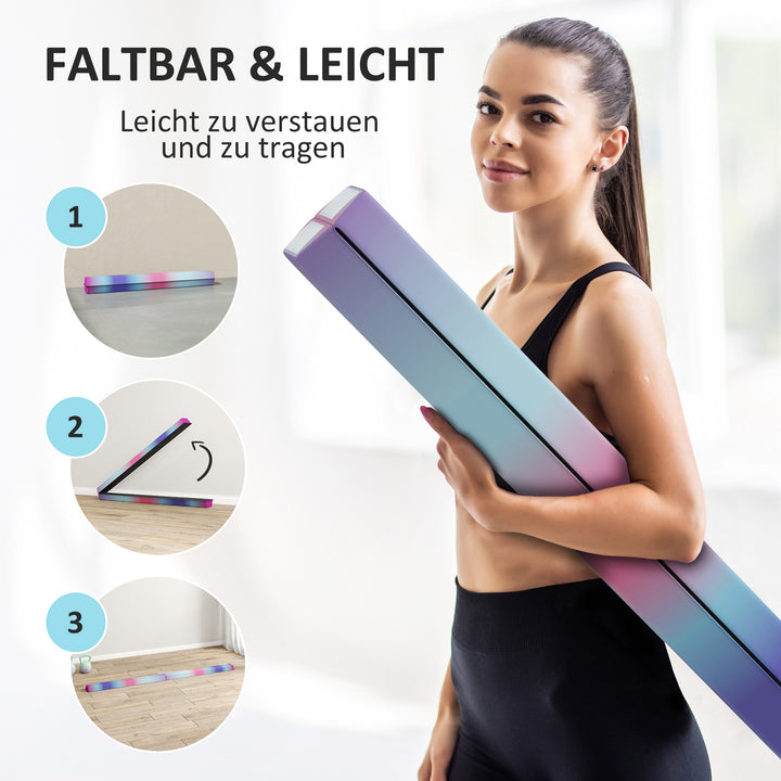 Balancebom 2,4 m, foldbar, skridsikker base, fra 3 år, op til 80 kg, flerfarvet