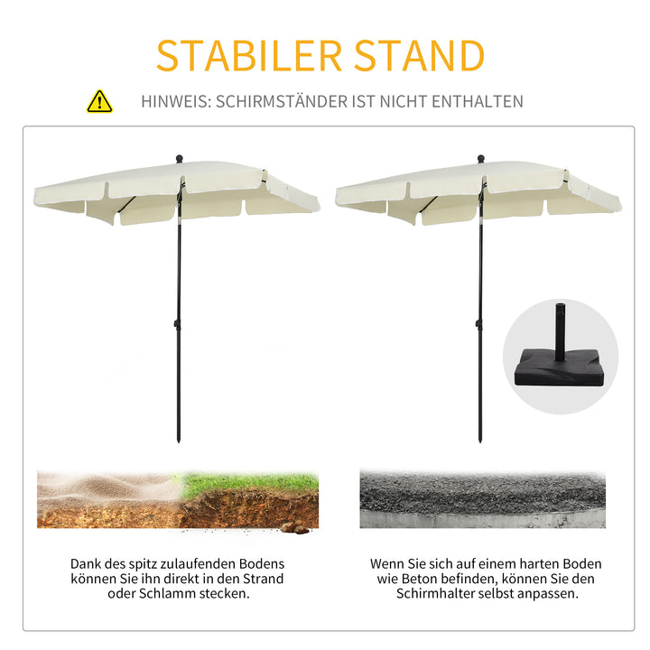 Parasol, strandparasol, haveparasol, balkonparasol, solskærm, foldbar, cremehvid