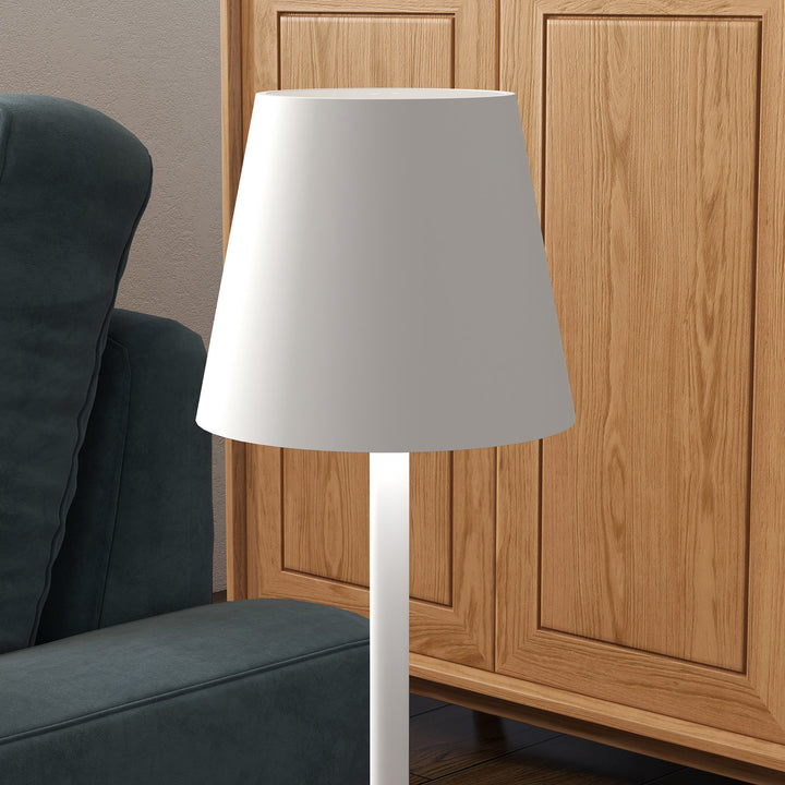 Genopladelig usb bordlampe med 3 lysfarver, bærbar usb sengelampe med touch afbryder, metal, hvid