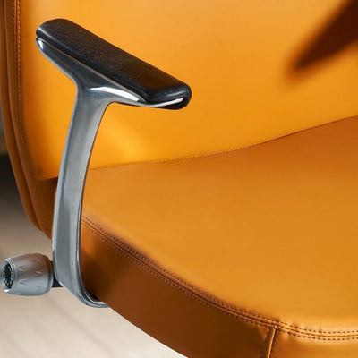 Kontorstol karamel-farvet, lederstol moderne imiteret læder, ergonomisk