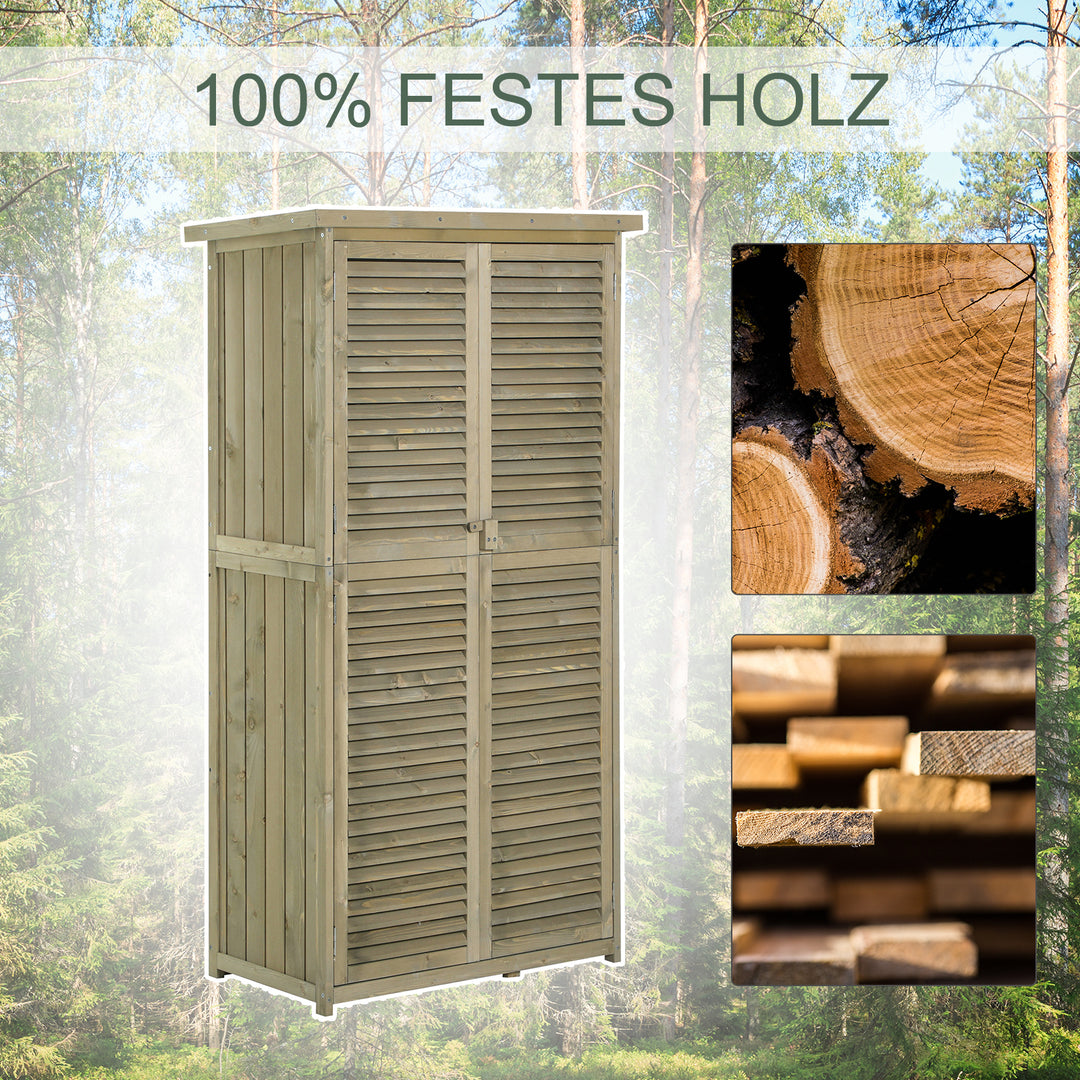 Træskur med skrånende asfalttag, låste døre, vandtæt og fri ventilation. Grå, 87 x 46,5 x 160 cm