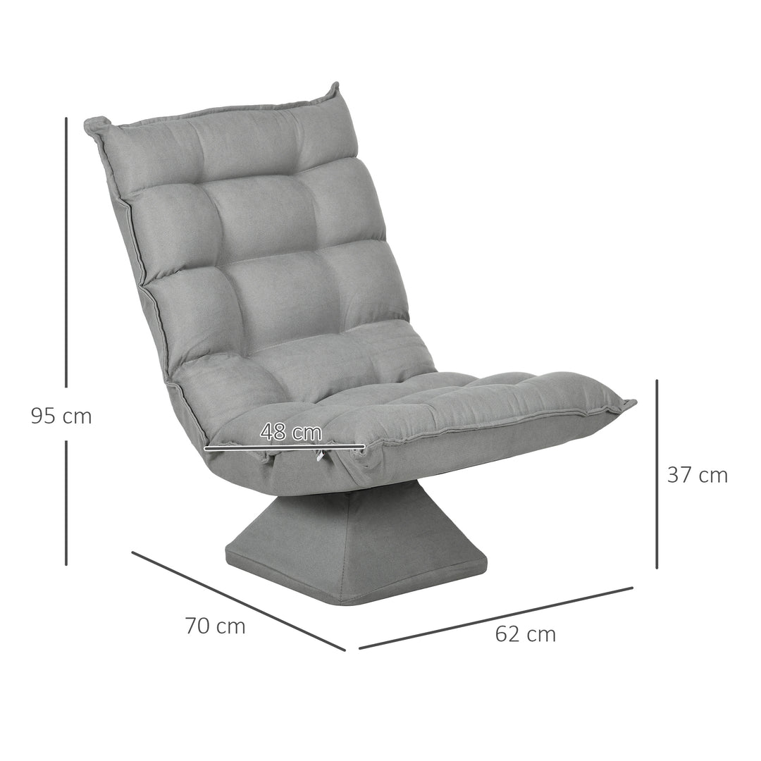 Lænestol/læsestol, drejelig, fløjlslook, 62 cm x 70 cm x 95 cm, lysegrå
