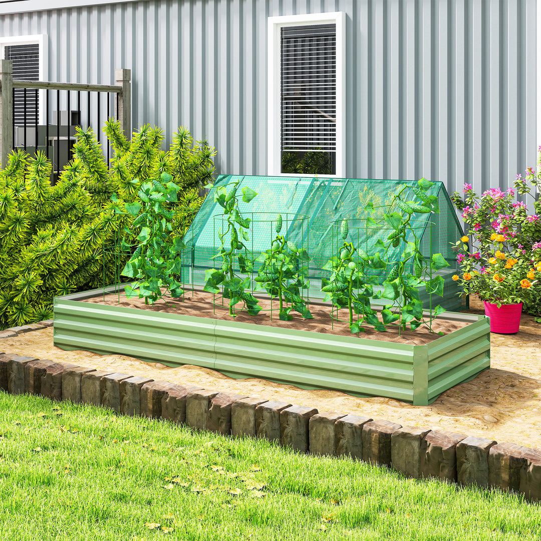 Højbed i stål, åben bund, nem montering, 241l x 90,5b x 30h cm, grøn