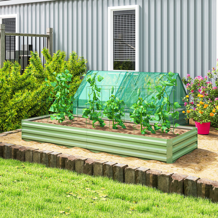 Højbed i stål, åben bund, nem montering, 241l x 90,5b x 30h cm, grøn