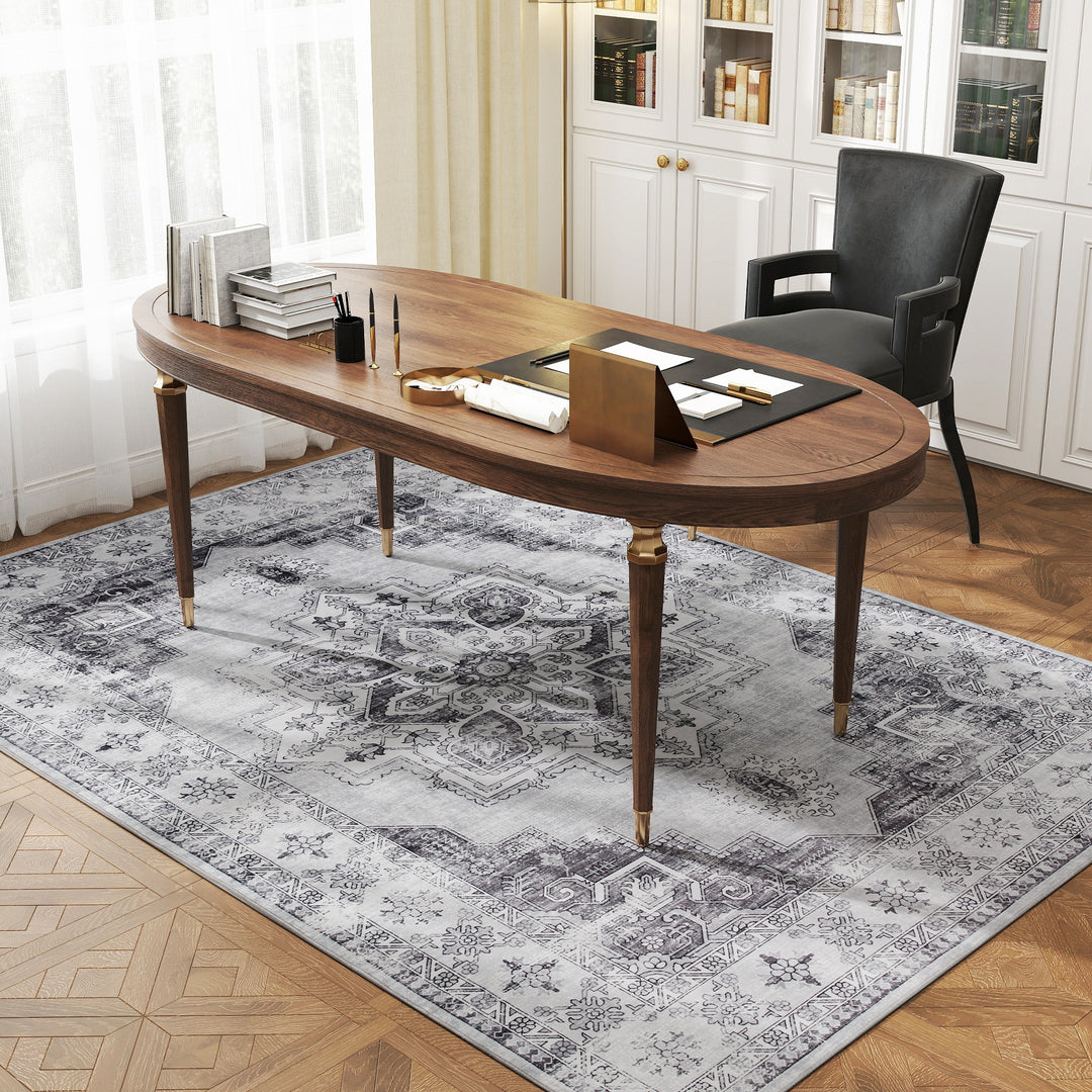 Maskinvaskbart, skridsikkert stuetæppe med flannel-look, 230 x 160 cm, grå