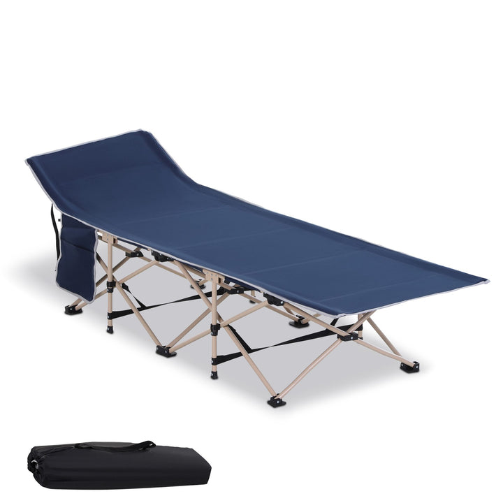 Feltseng, campingseng, foldbar, vejrbestandig, inklusive bæretaske, 190 cm x 68 cm x 52 cm, blå