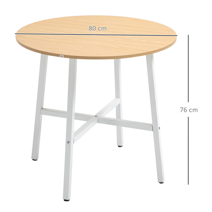 Spisebord, industriel stil, afrundet design, stabilt op til 60 kg, 80 x 76h cm, naturtræ/hvid