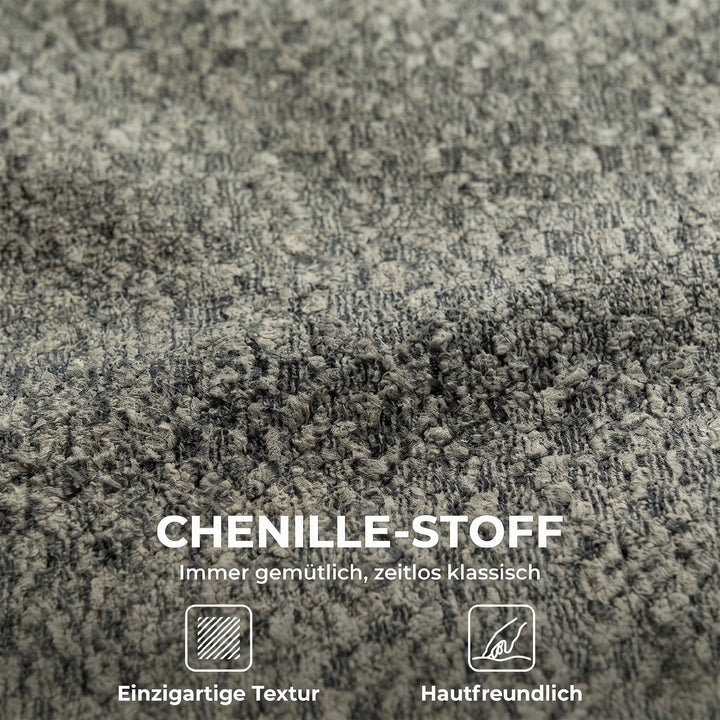 Drejelig loungestol med chenille-look, bredt sæde