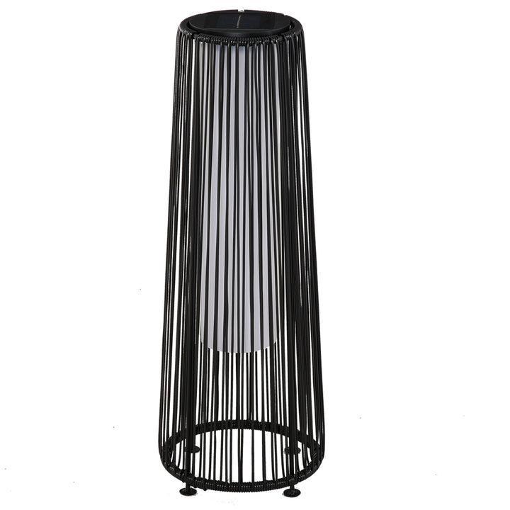 Havelampe, udendørslampe, solcelledrevet, 8 timers drift, rottinglook, sort, 21,5 x 21,5 x 61 cm