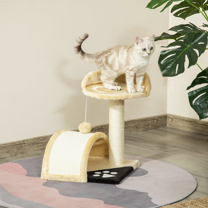 Kradsetræ med legebolde kradsetræ til katte sisalreb kradsetræer beige 35,5 x 37 x 46 cm