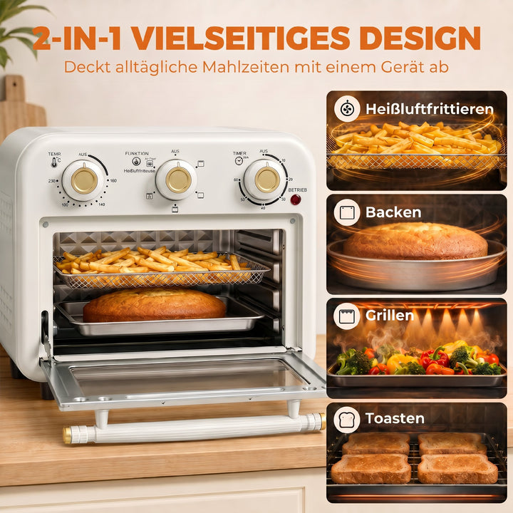 Varmluftfrituregryde 12 liter miniovn med varmluft, 5 programmer
