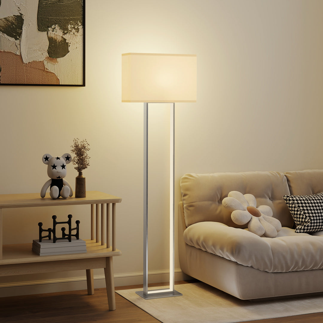 Moderne gulvlampe, 3 indstillinger, fodkontakt, justerbar lysstyrke, hørlook, hvid
