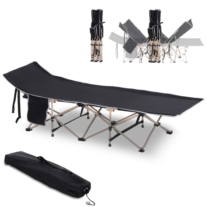 Feltseng, campingseng, foldbar, vejrbestandig, inklusive bæretaske, 190 x 68 x 52 cm, sort
