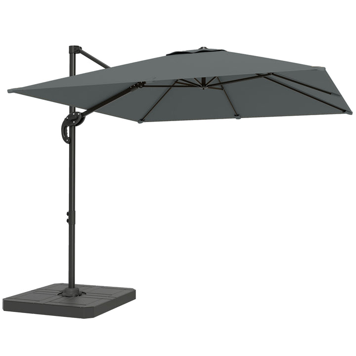Aluminiums fritstående parasol Ø244cm, solskærm med håndsving, vandafvisende, 360° roterbar, mørkegrå