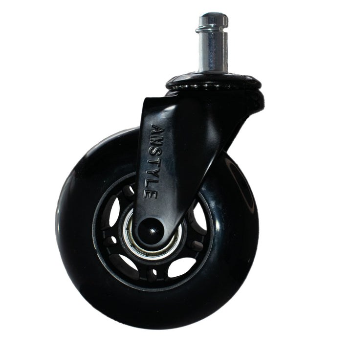 Sæt med 5 letløbende universelle kraftige hjul til kontorstole, 11 mm stamme / 75 mm diameter, støjsvage premium hjul til hårdt gulv, sorte drejestolshjul