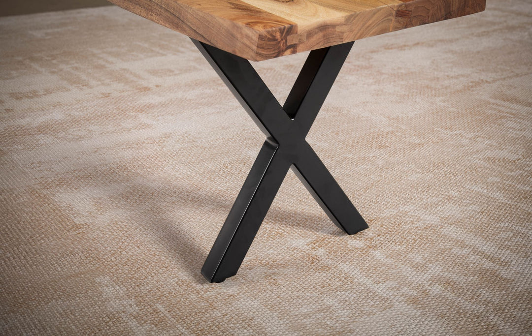 Spisebænk 160x40x45,5 cm akacie massivt træ / metal med trækant