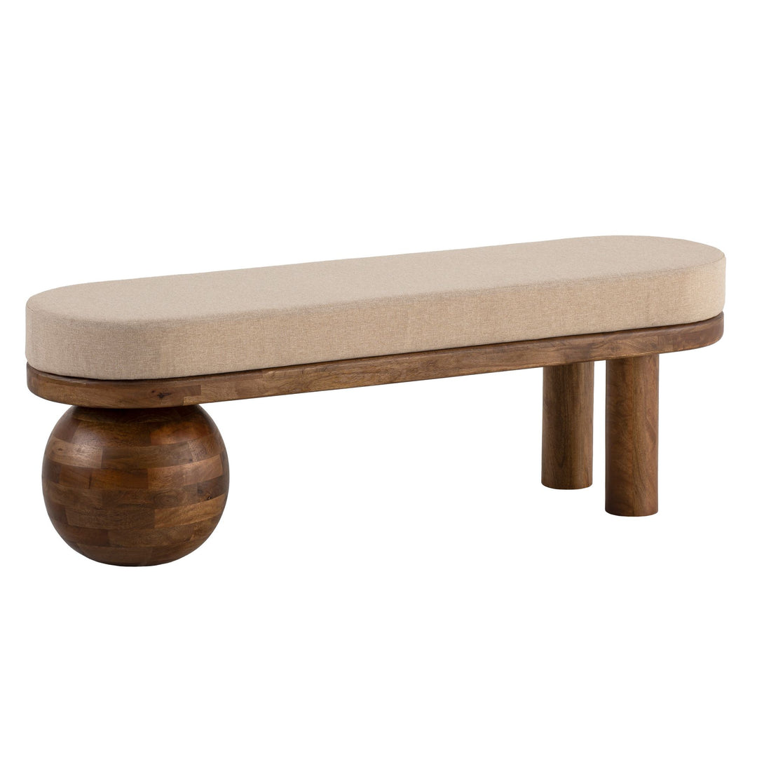 Sofastof massivt træ sofa 140x47,5x41,5 cm, entre, polstret stof sofa, beige