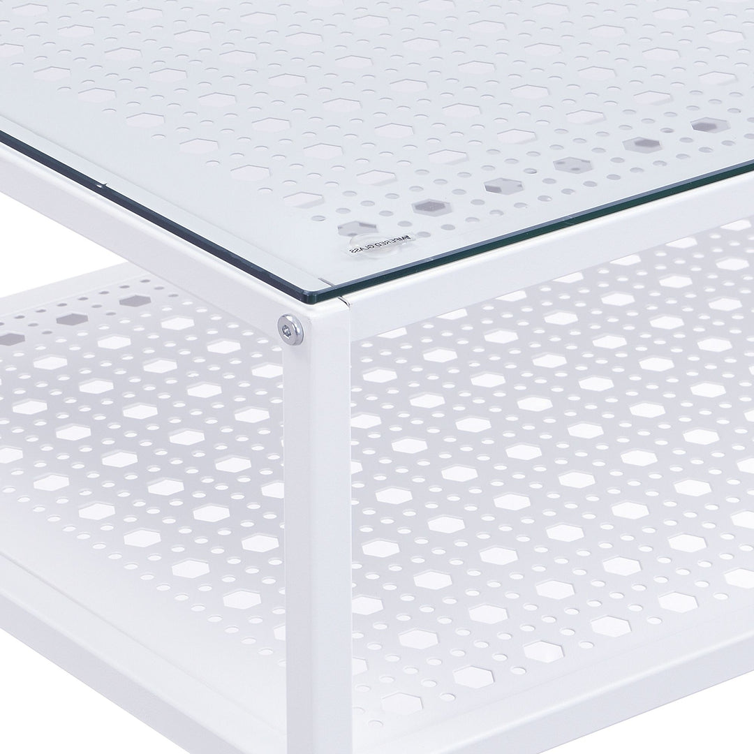 Konsolbord, glas og metal, 80x40x77 cm, entrebord, hvidt, smalt, sidebord til entré med glasplade og metalstel, designer glasbord med hylde