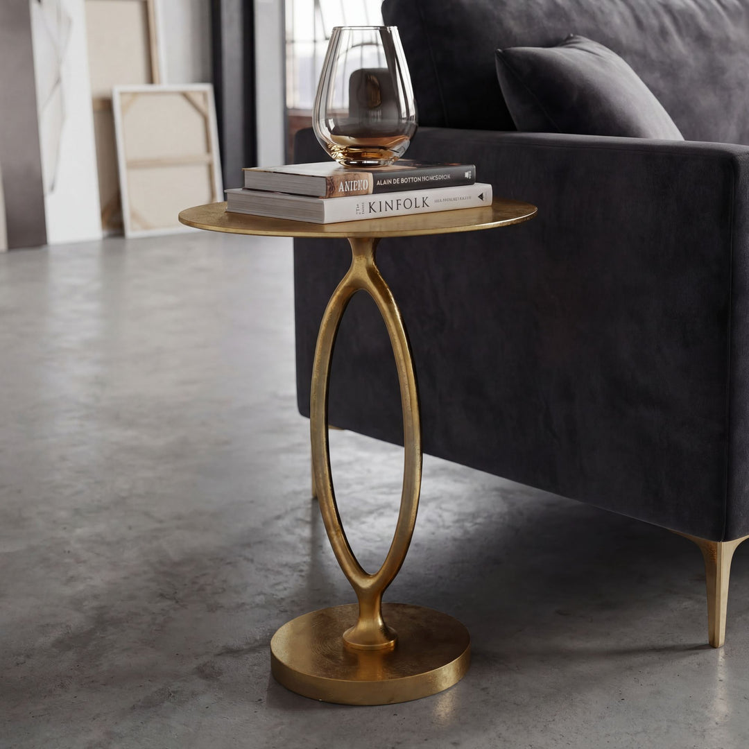 Rundt Sidebord 44 cm i Guld Aluminium – Moderne Designbord