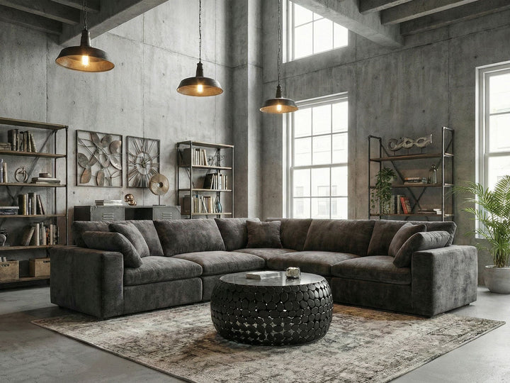 Sofabord 65 cm i Aluminium – Rundt Designbord med Sort Marmorbordplade