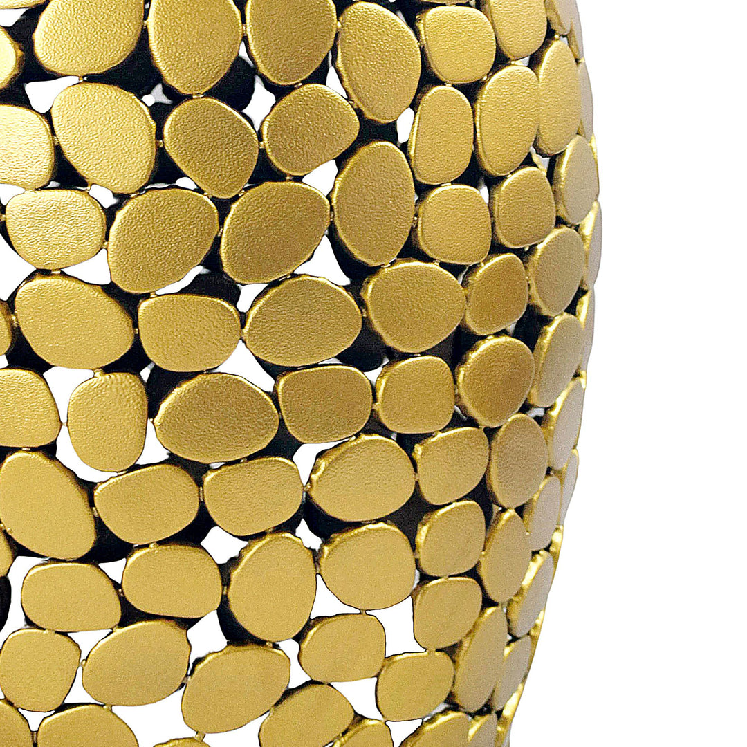 Design sidebord rundt 40 cm af aluminium guld & hvid marmor bordplade - sofabord i metal, håndlavet