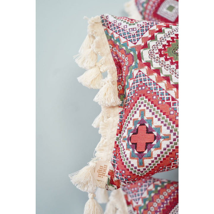 "Pink boho style" dekorativ pude med frynser