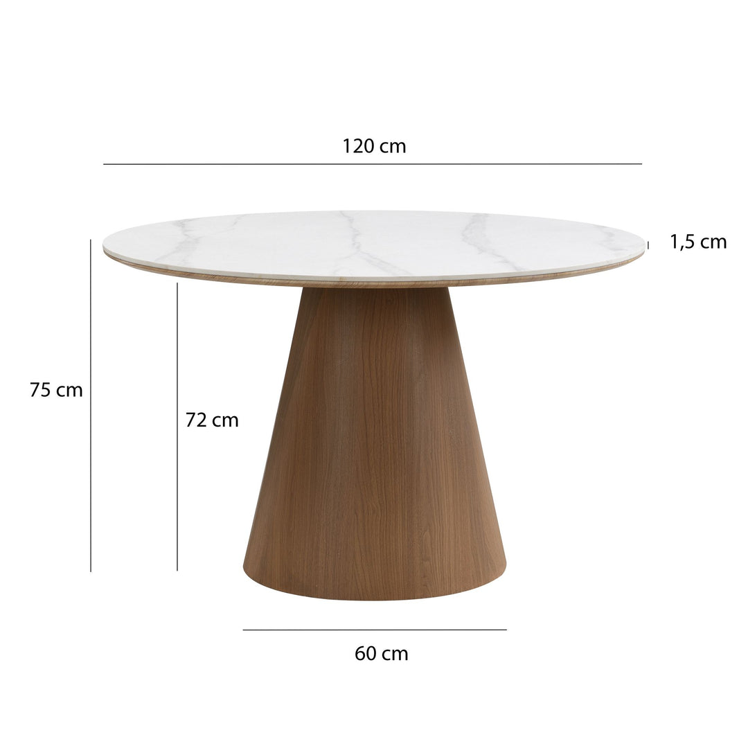 Rundt spisebord Ø120 cm med elegant marmorlook