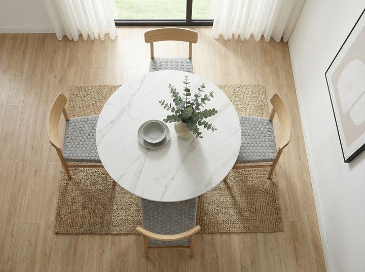 Rundt spisebord Ø120 cm med elegant marmorlook