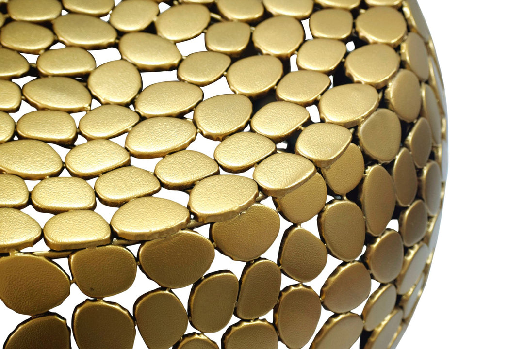 Sofabord Aluminium guld rundt 66x32 cm, moderne stuebord metal - rundt loungebord, håndlavet