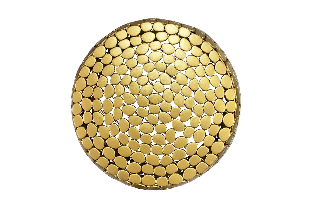 Sofabord Aluminium guld rundt 66x32 cm, moderne stuebord metal - rundt loungebord, håndlavet
