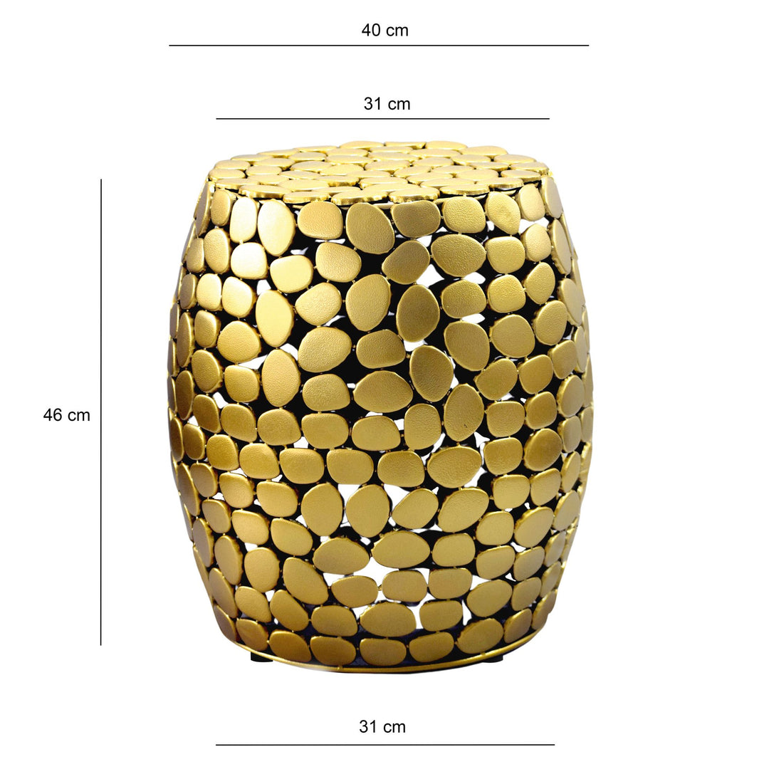 Design sidebord rundt 40 cm lavet af aluminium guld - sofabord alu - lille stuebord metal - dekorativt bord stue, håndlavet