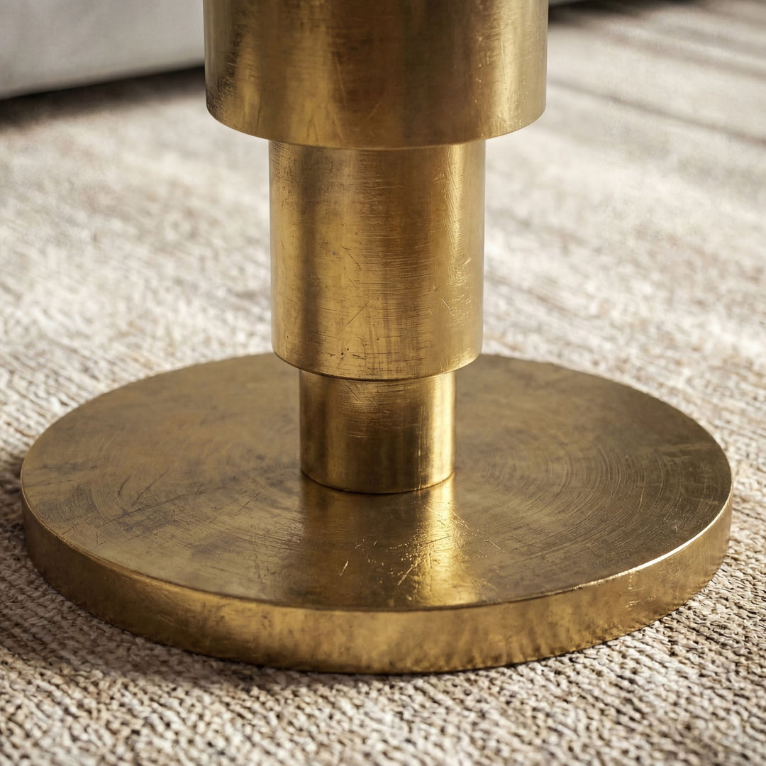 Rundt Sofabord 60 cm i Guld Aluminium med Hvid Marmorbordplade – Moderne Designbord