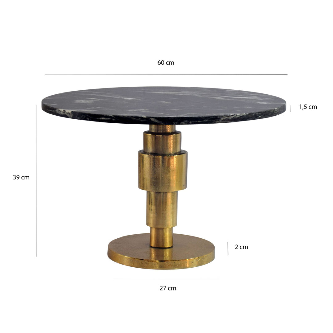 Rundt Sofabord 60 cm i Guld Aluminium med Sort Marmorbordplade – Moderne Designbord
