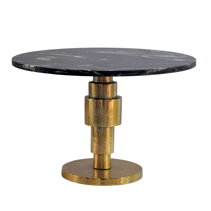 Rundt Sofabord 60 cm i Guld Aluminium med Sort Marmorbordplade – Moderne Designbord