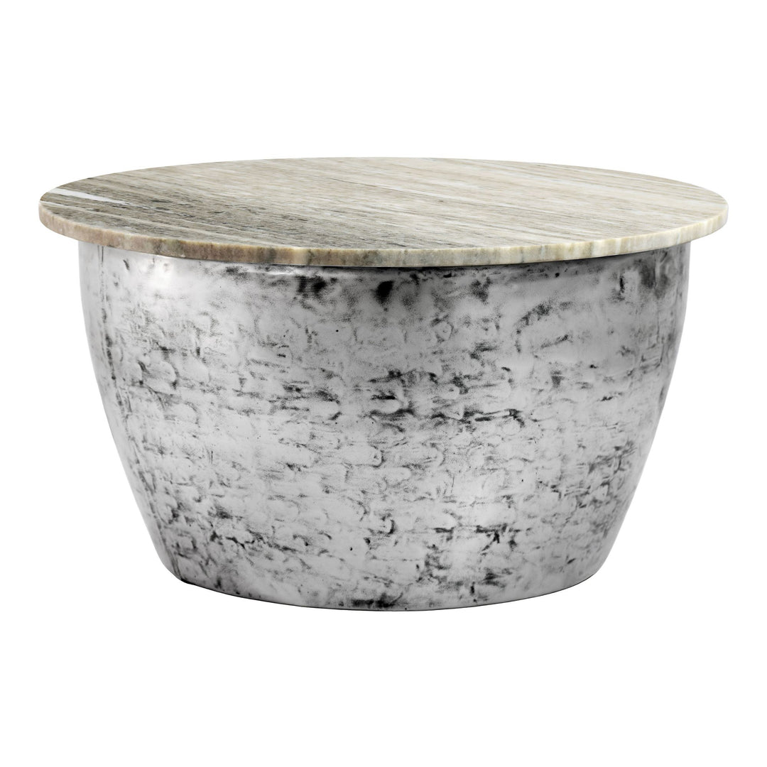 Rundt Sofabord 60 cm i Metal med Hvid Marmorbordplade – Moderne Designbord