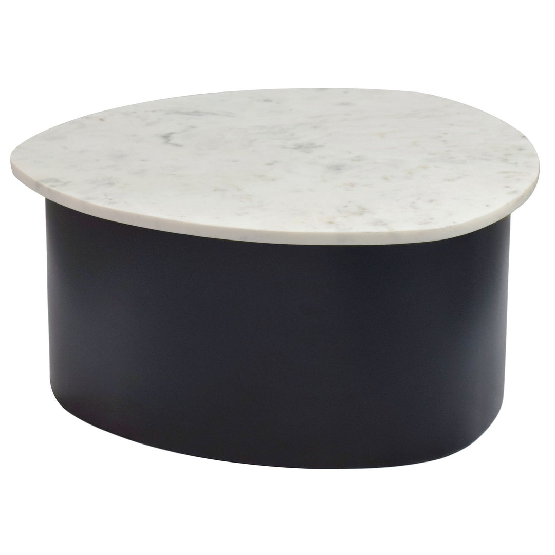 Sofabord 63 cm med Hvid Marmorbordplade – Sort Aluminium i Organisk Design